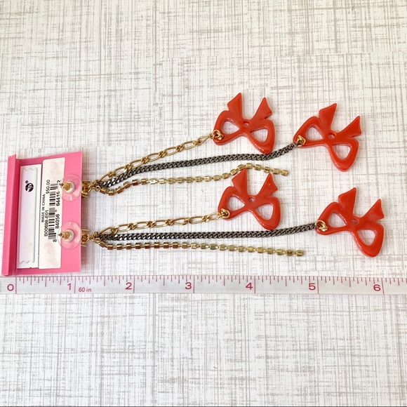 Rare Betsey Johnson Polka Dot Heart Bracelet & Earring Set  Betsey Johnson ‘Tea Party’ Red Bow Long Earrings RARE!
